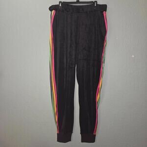 Killstar Lounge Wizard Velour Joggers Pants sz XXL Black Multicolor Side Stripe